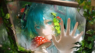 雨中幻想-窗前少女MIKU