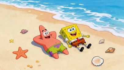 海绵宝宝与派大星沙滩时光