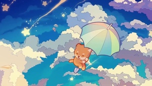 可爱小熊天空翱翔