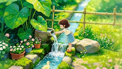 田园溪水女孩