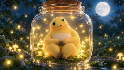 月夜罐中治愈可爱奶蛙