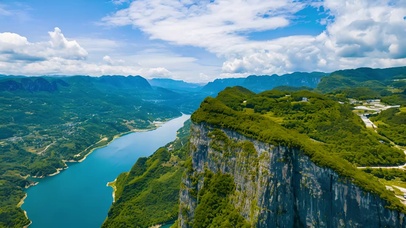 山川河流风景蓝天白云江河