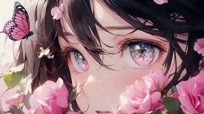 蝴蝶花动漫插画少女