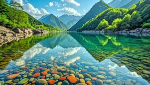 清澈治愈湖水