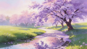 樱花溪水