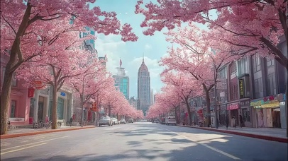 春日粉樱城市阳光大道