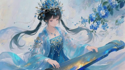 古风柔情女子抚琴