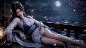 月夜荷塘古风美人