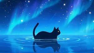 夜景游水猫咪带鱼屏