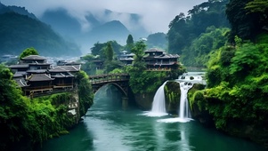 山水古屋美景