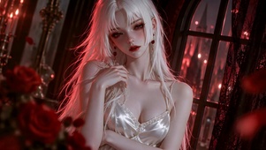 暗夜玫瑰：白发美女