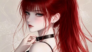 红发高马尾二次元美少女