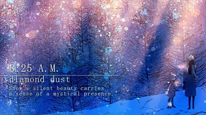 唯美雪花下雪松树萝莉