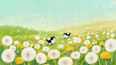 蒲公英花海猫咪