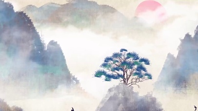 夕阳紫色古风背景