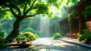 绿色护眼庭院