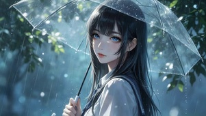 雨天打伞的女孩