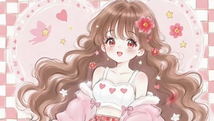 棕发萌花格子梦少女
