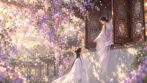 繁花落尽紫霞情侣