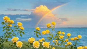 唯美海边鲜花