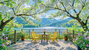 花开时节的湖光露台