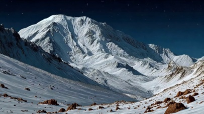 雪山山谷夜景