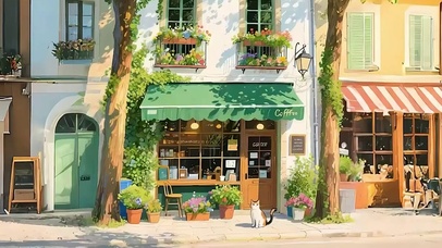 绿荫树木街道带鱼屏