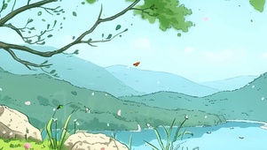 护眼绿景树木河流山川