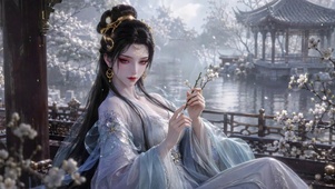 古风庭院清冷美人