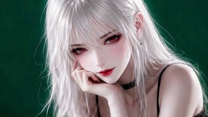 银发红瞳二次元清冷美少女