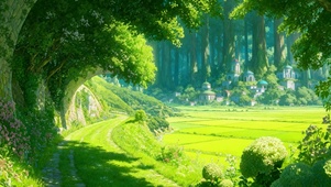 护眼绿色童话森林城堡