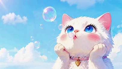 吹泡泡的猫（无时钟版）