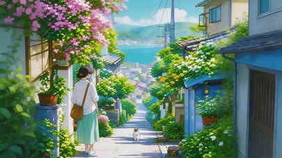 绿色鲜花小镇