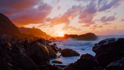 唯美夕阳海浪