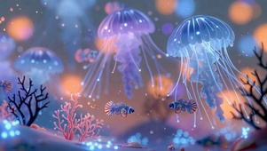 梦幻深海发光水母