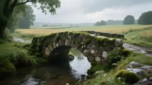 清新绿色小桥流水