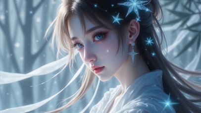 冬日雪景3D写实古风美人