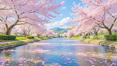 樱漫长堤，春染清河