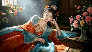 梦境古风唐装红衣美女
