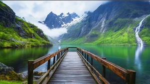 山川流水美丽自然风景