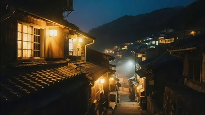 静谧古镇街道夜景