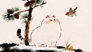 松雪猫雀图