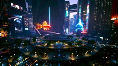 赛博夜之城中心广场