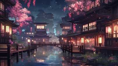 古风夜景场景