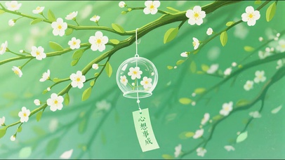 唯美的花枝铃铛心想事成