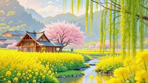 治愈花海小溪4K