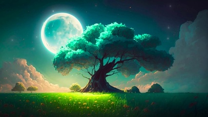 唯美插画静谧月夜