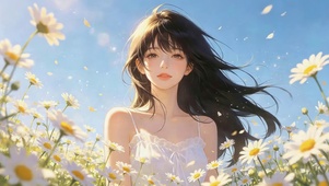 鲜花可爱少女