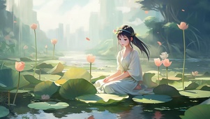 荷塘少女