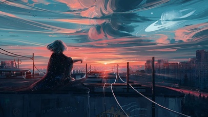 夕阳女孩